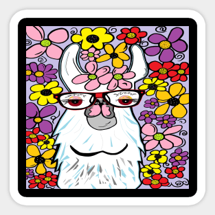 Llama in the Flowers Sticker